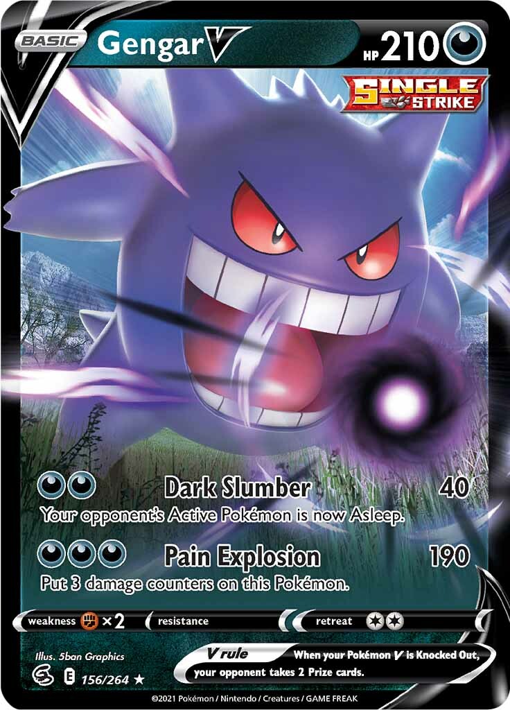 Gengar V (156/264) [Sword & Shield: Fusion Strike] | Arkham Games and Comics