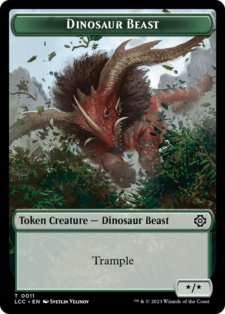 Dinosaur Beast // Dinosaur Double-Sided Token [The Lost Caverns of Ixalan Commander Tokens] | Arkham Games and Comics