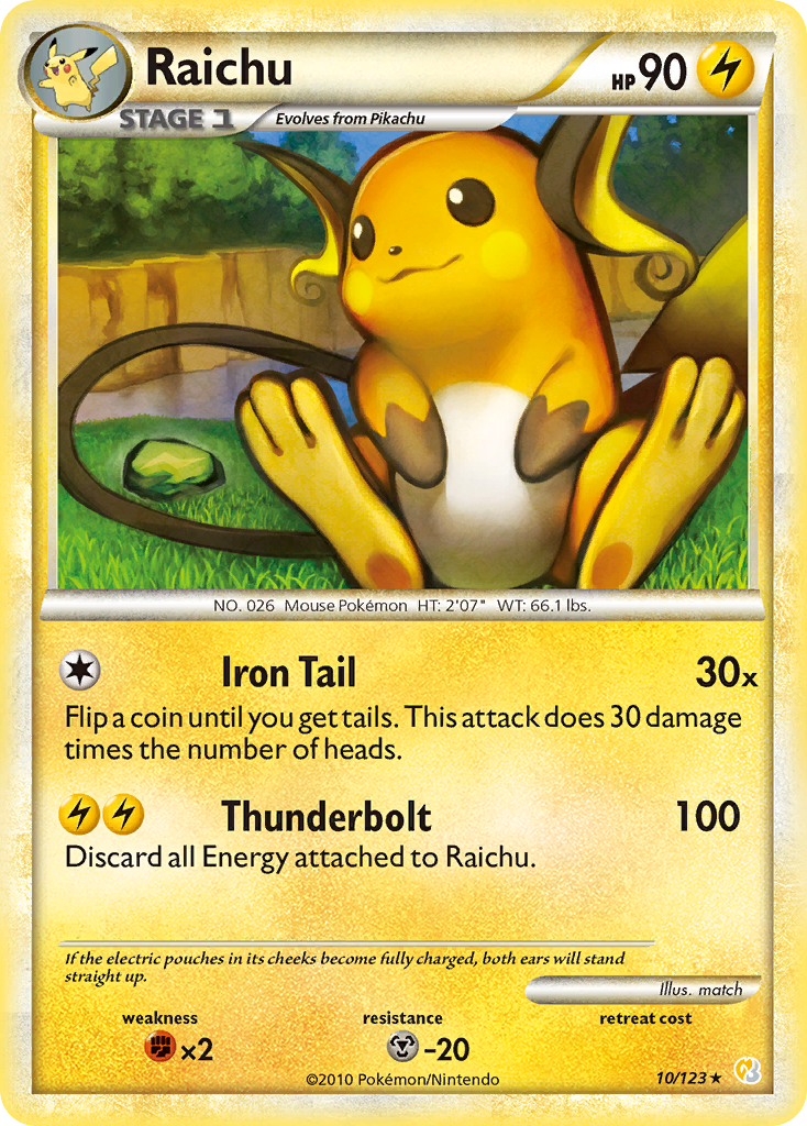 Raichu (10/123) [HeartGold & SoulSilver: Base Set] | Arkham Games and Comics