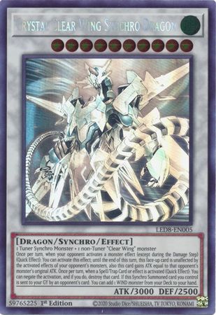 Crystal Clear Wing Synchro Dragon [LED8-EN005] Ghost Rare | Arkham Games and Comics