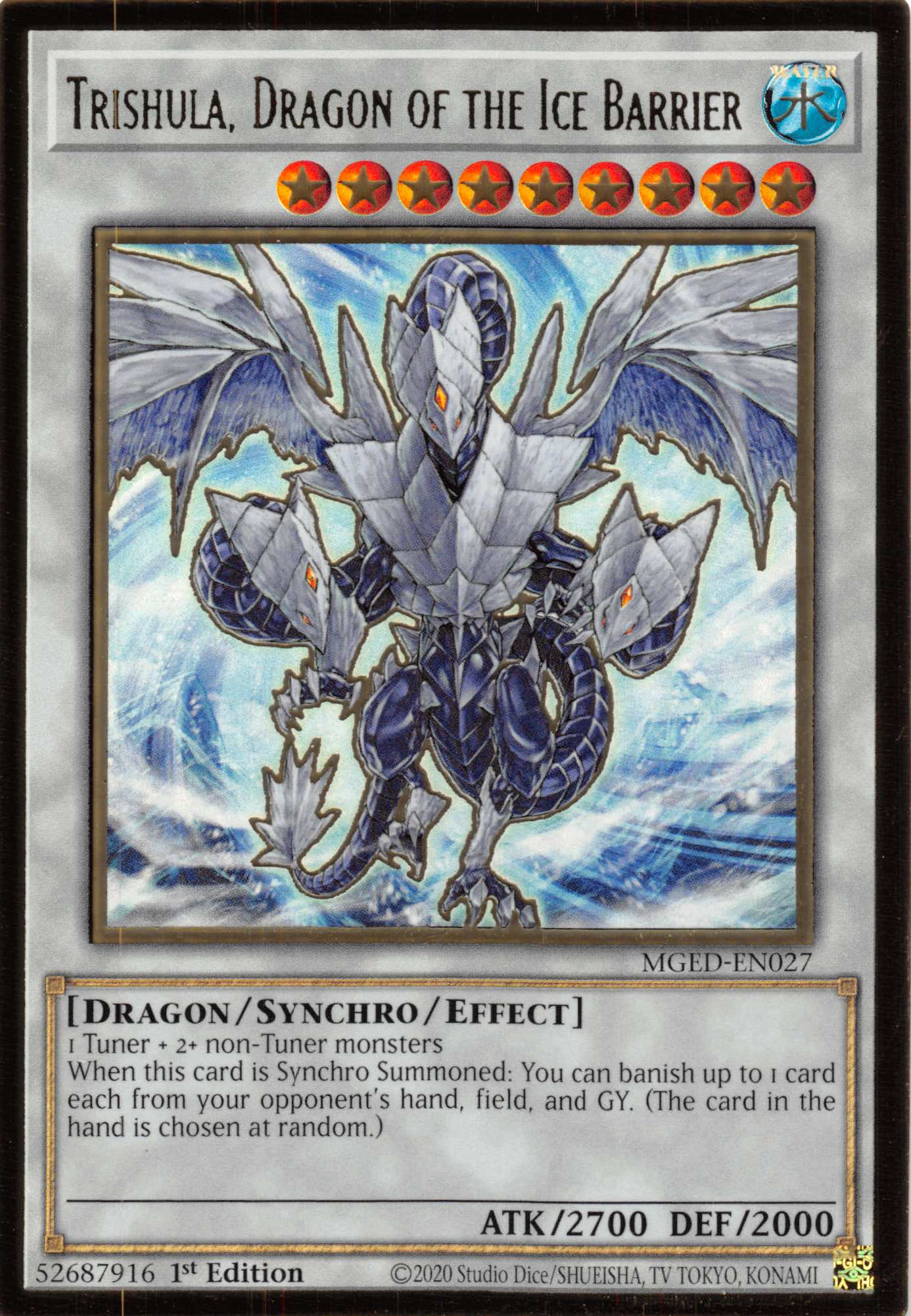 Trishula, Dragon of the Ice Barrier [MGED-EN027] Gold Rare | Arkham Games and Comics