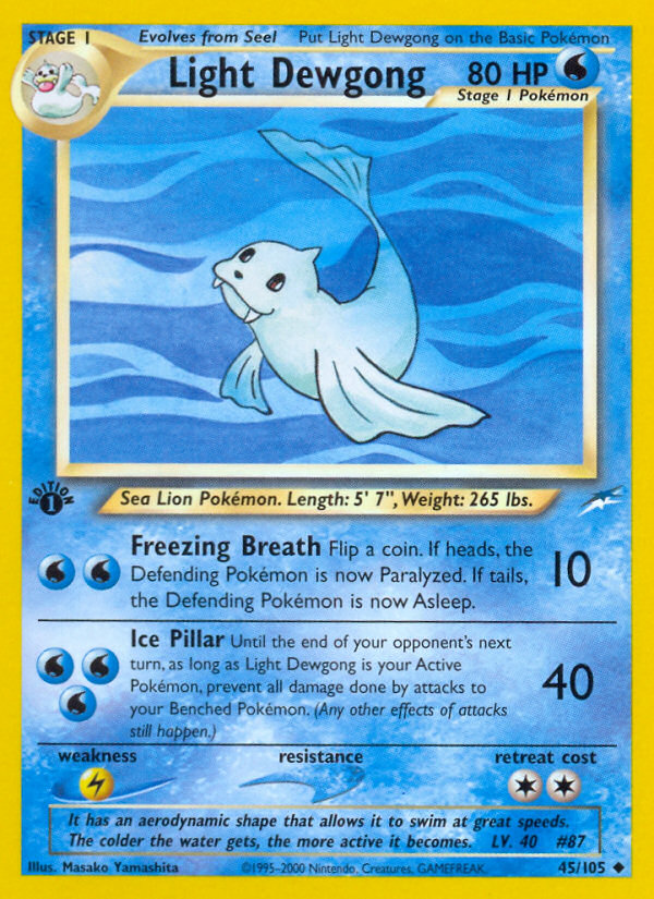 Light Dewgong (45/105) [Neo Destiny 1st Edition] | Arkham Games and Comics