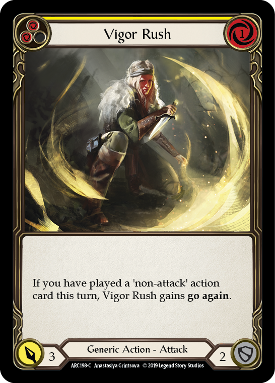 Vigor Rush (Yellow) [ARC198-C] (Arcane Rising)  1st Edition Rainbow Foil | Arkham Games and Comics