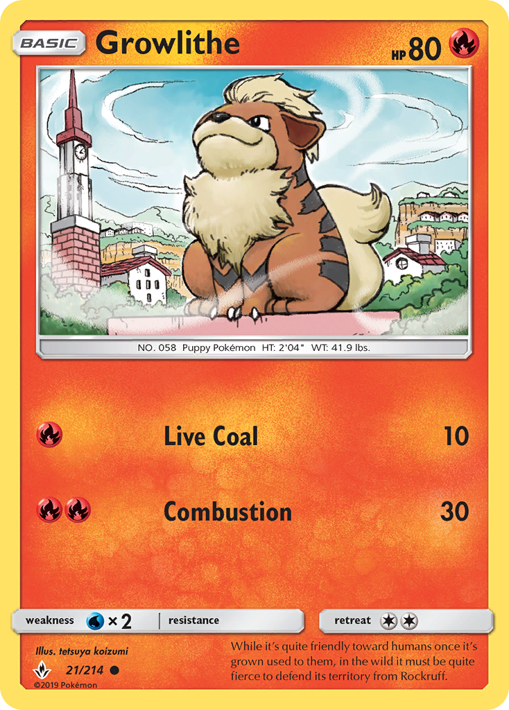 Growlithe (21/214) [Sun & Moon: Unbroken Bonds] | Arkham Games and Comics