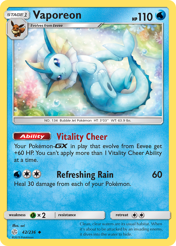 Vaporeon (42/236) [Sun & Moon: Cosmic Eclipse] | Arkham Games and Comics