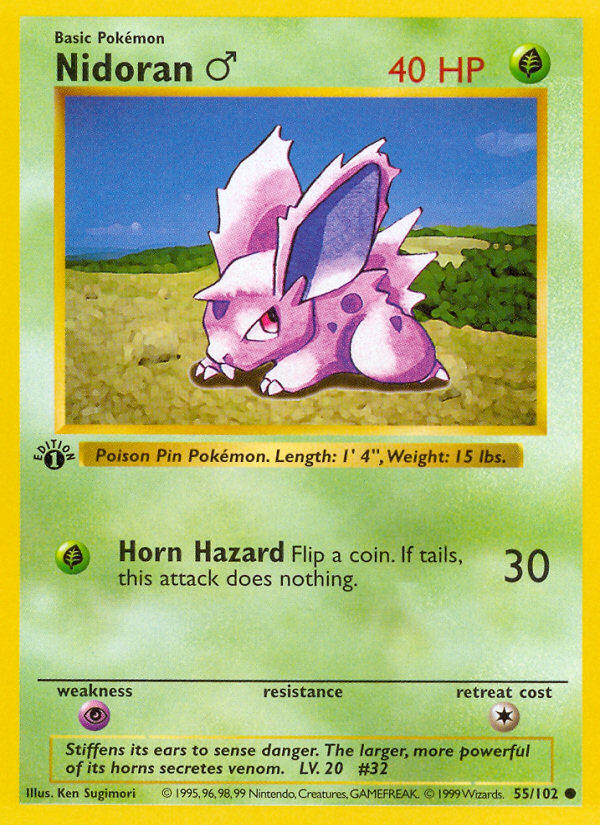 Nidoran (55/102) (Male) (Shadowless) [Base Set 1st Edition] | Arkham Games and Comics