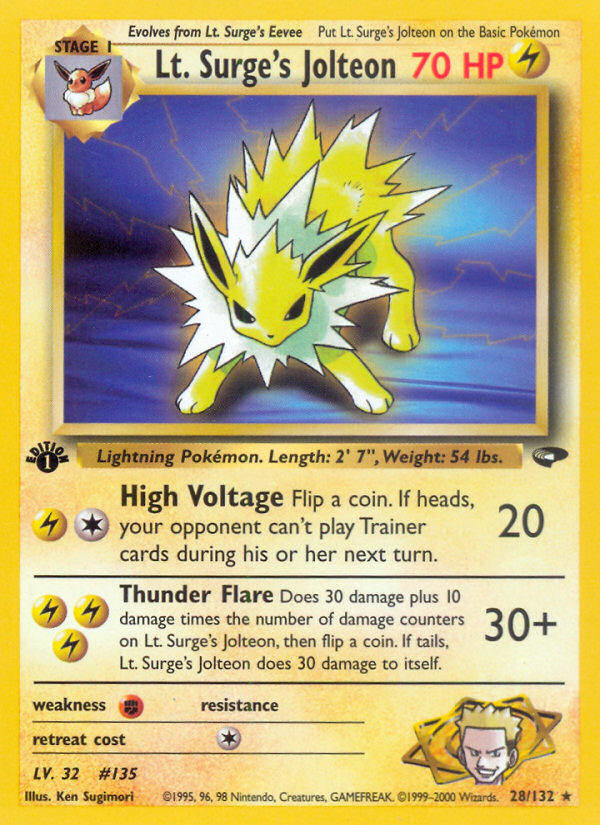 Lt. Surge's Jolteon (28/132) [Gym Challenge 1st Edition] | Arkham Games and Comics