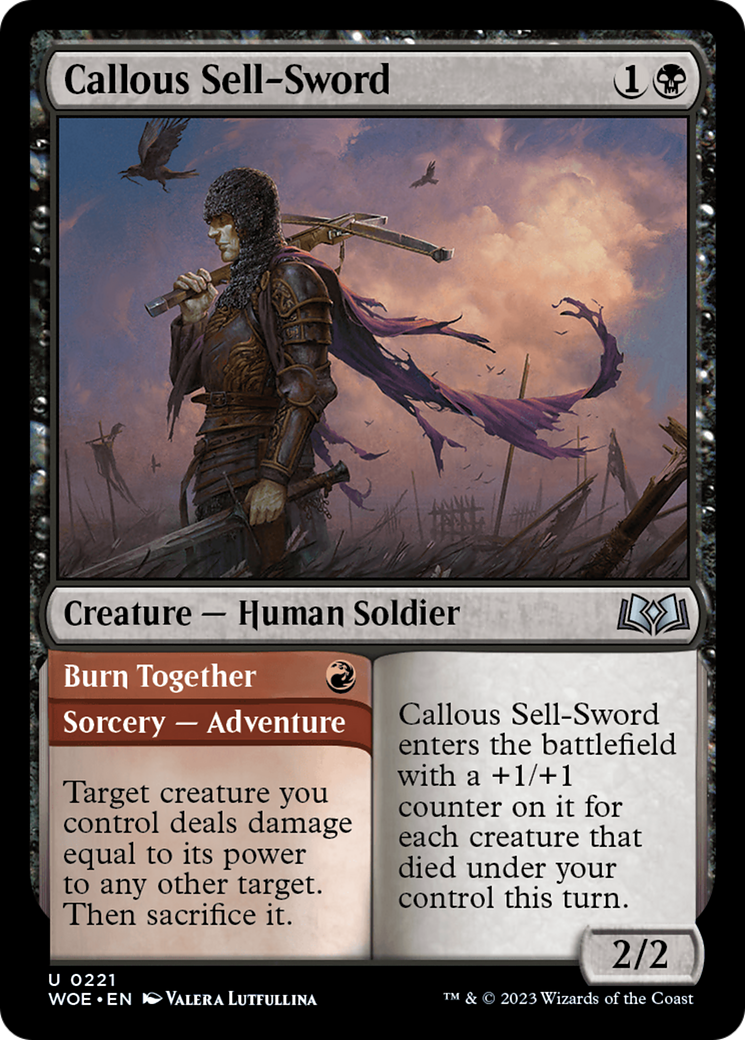 Callous Sell-Sword // Burn Together [Wilds of Eldraine] | Arkham Games and Comics