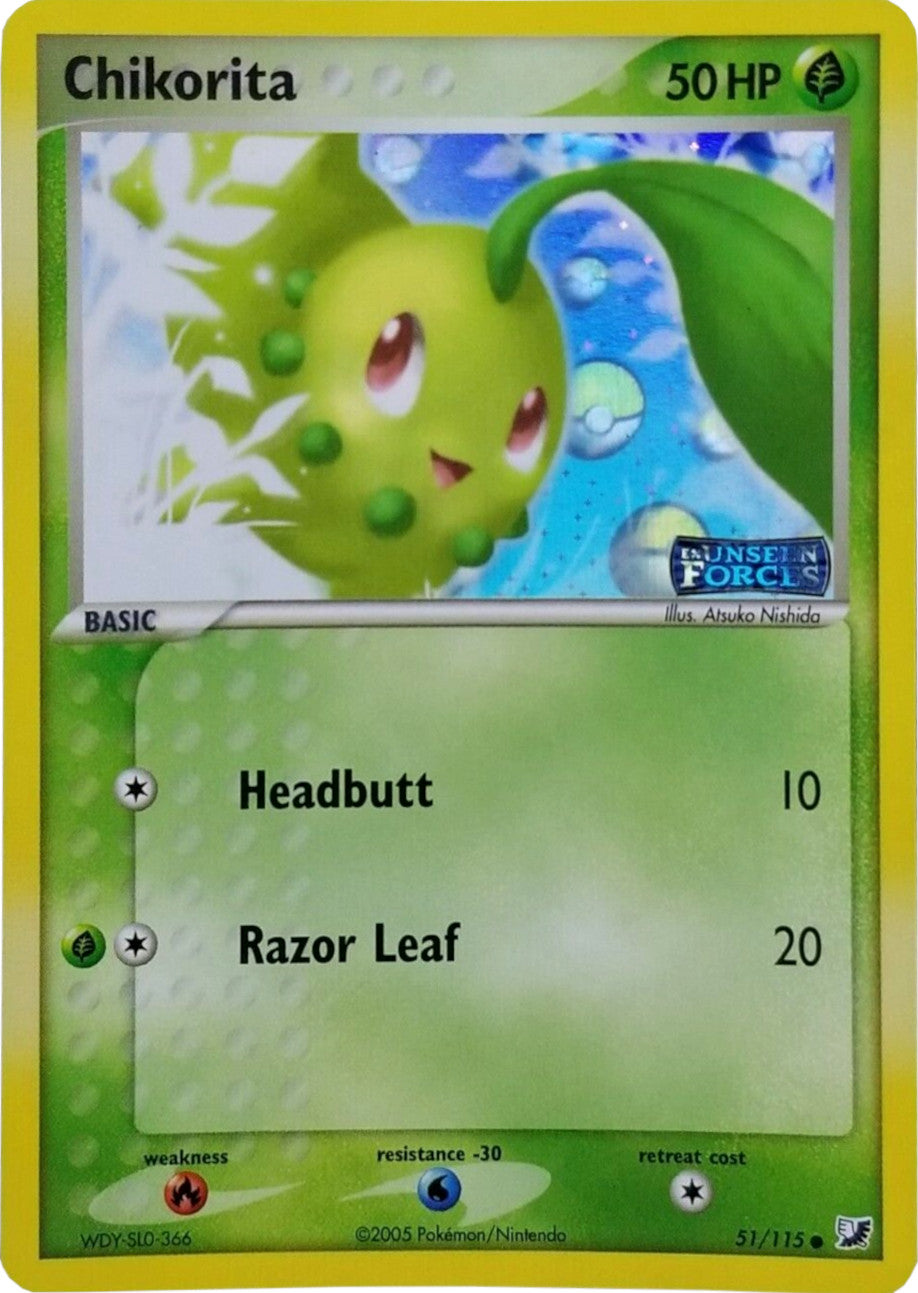Chikorita (51/115) (Stamped) [EX: Unseen Forces] | Arkham Games and Comics