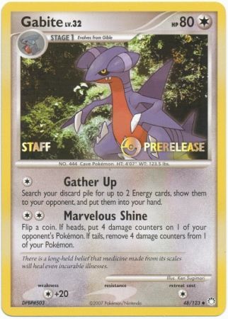 Gabite (48/123) (Staff Prerelease Promo) [Diamond & Pearl: Black Star Promos] | Arkham Games and Comics