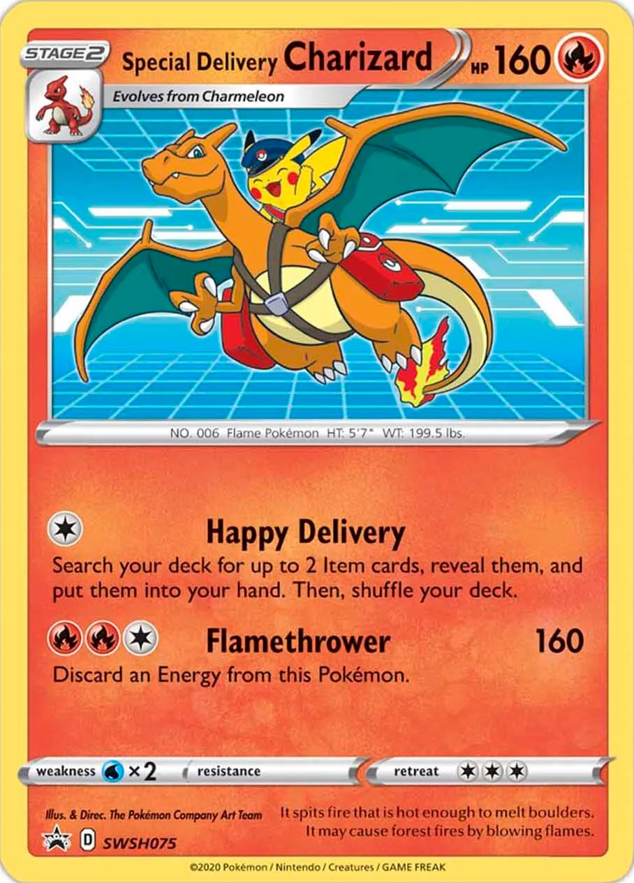 Special Delivery Charizard (SWSH075) [Sword & Shield: Black Star Promos] | Arkham Games and Comics