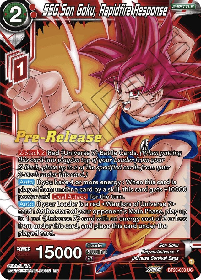 SSG Son Goku, Rapidfire Response (BT20-003) [Power Absorbed Prerelease Promos] | Arkham Games and Comics
