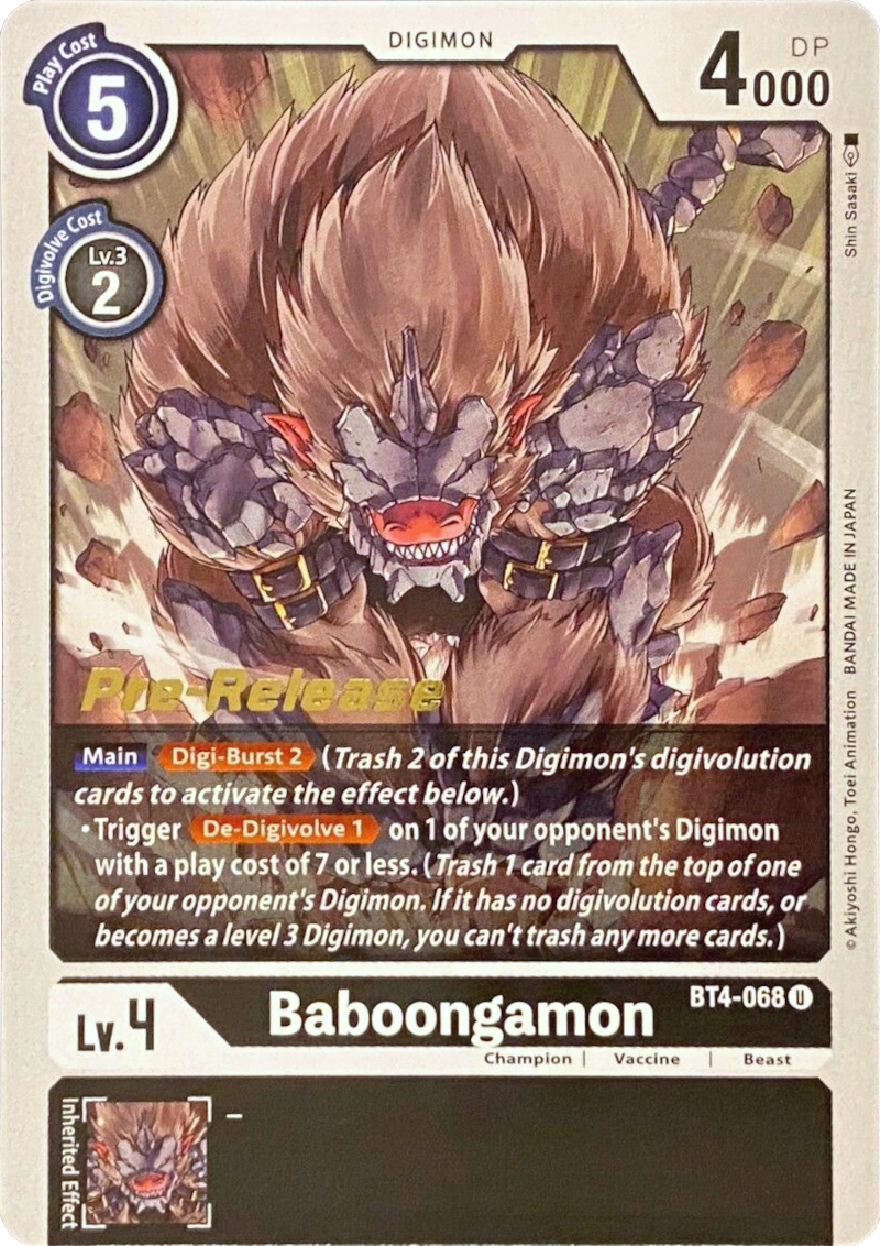 Baboongamon [BT4-068] [Great Legend Pre-Release Promos] | Arkham Games and Comics