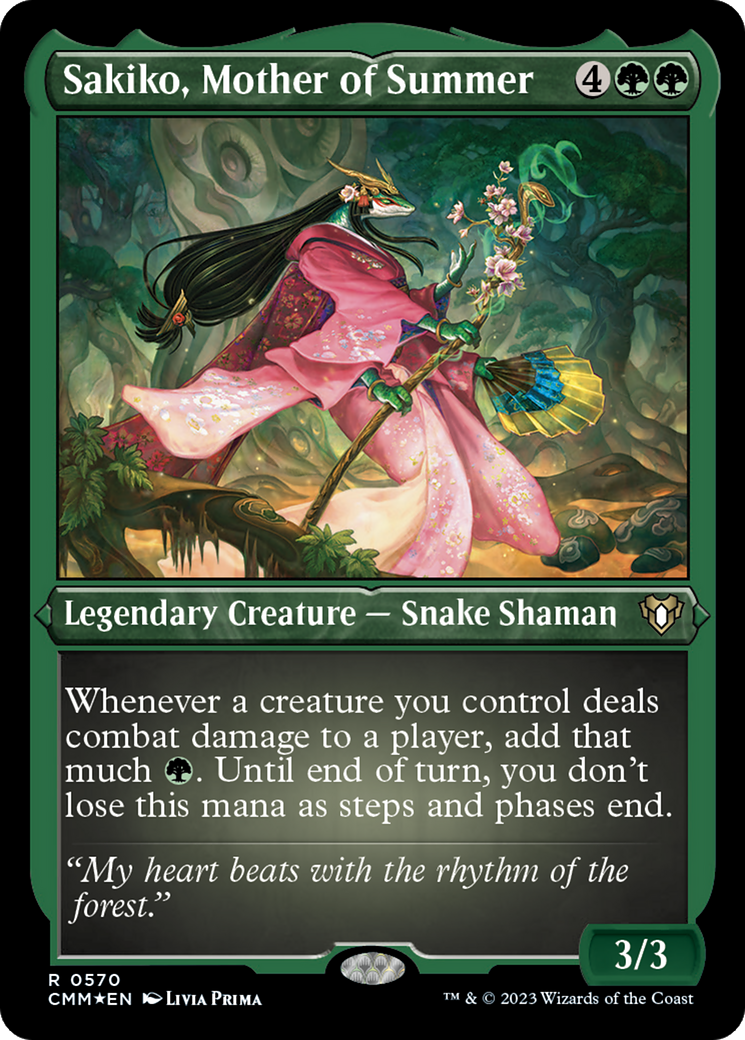 Sakiko, Mother of Summer (Foil Etched) [Commander Masters] | Arkham Games and Comics