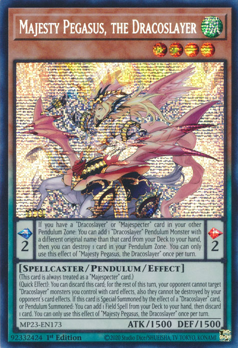 Majesty Pegasus, the Dracoslayer [MP23-EN173] Prismatic Secret Rare | Arkham Games and Comics