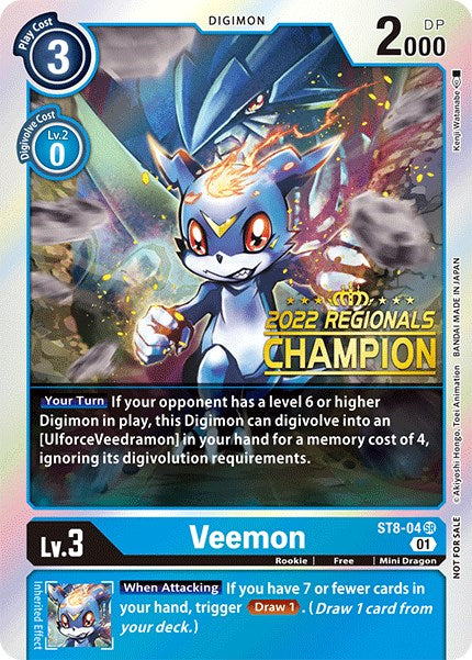 Veemon [ST8-04] (2022 Championship Online Regional) (Online Champion) [Starter Deck: Ulforce Veedramon Promos] | Arkham Games and Comics