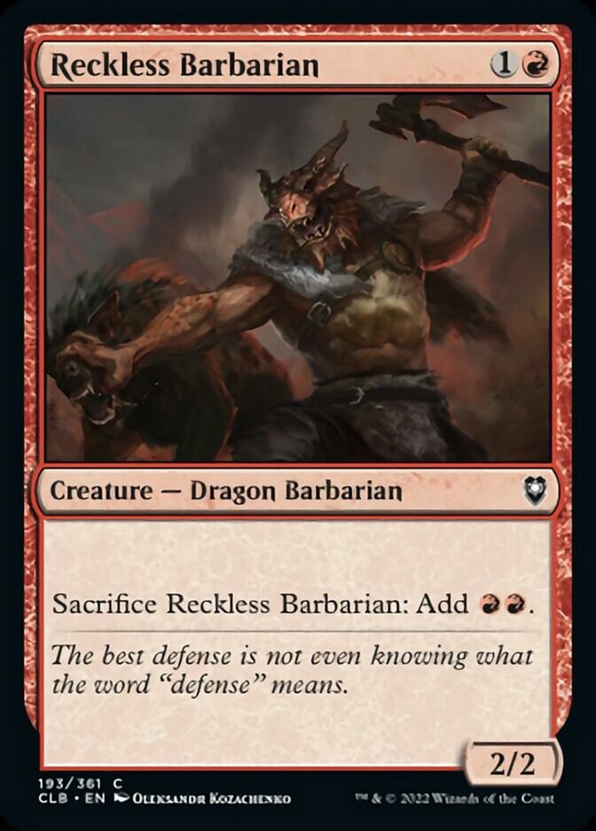 Reckless Barbarian [Commander Legends: Battle for Baldur's Gate] | Arkham Games and Comics