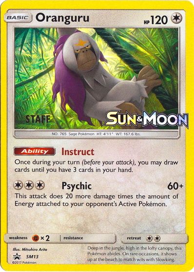 Oranguru (SM13) (Staff Prerelease Promo) [Sun & Moon: Black Star Promos] | Arkham Games and Comics