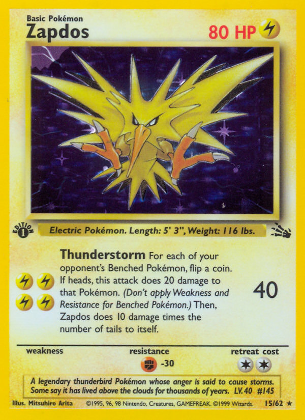 Zapdos (15/62) [Fossil 1st Edition] | Arkham Games and Comics