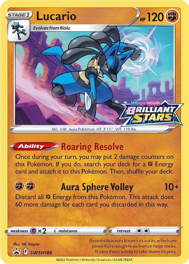 Lucario (SWSH186) (Prerelease Promo) [Sword & Shield: Black Star Promos] | Arkham Games and Comics