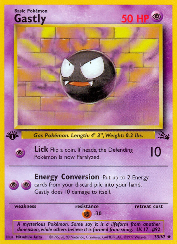 Gastly (33/62) [Fossil 1st Edition] | Arkham Games and Comics