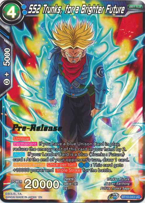 SS2 Trunks, for a Brighter Future (BT10-043) [Rise of the Unison Warrior Prerelease Promos] | Arkham Games and Comics