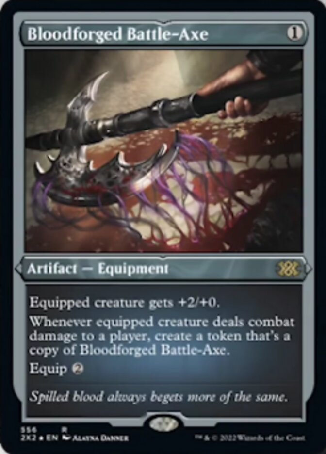 Bloodforged Battle-Axe (Foil Etched) [Double Masters 2022] | Arkham Games and Comics