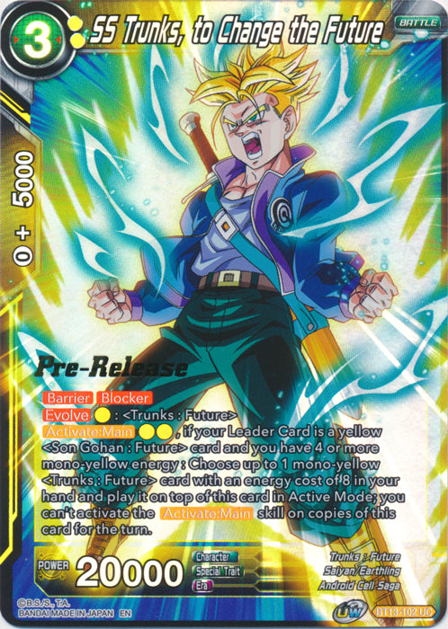 SS Trunks, to Change the Future (BT13-102) [Supreme Rivalry Prerelease Promos] | Arkham Games and Comics