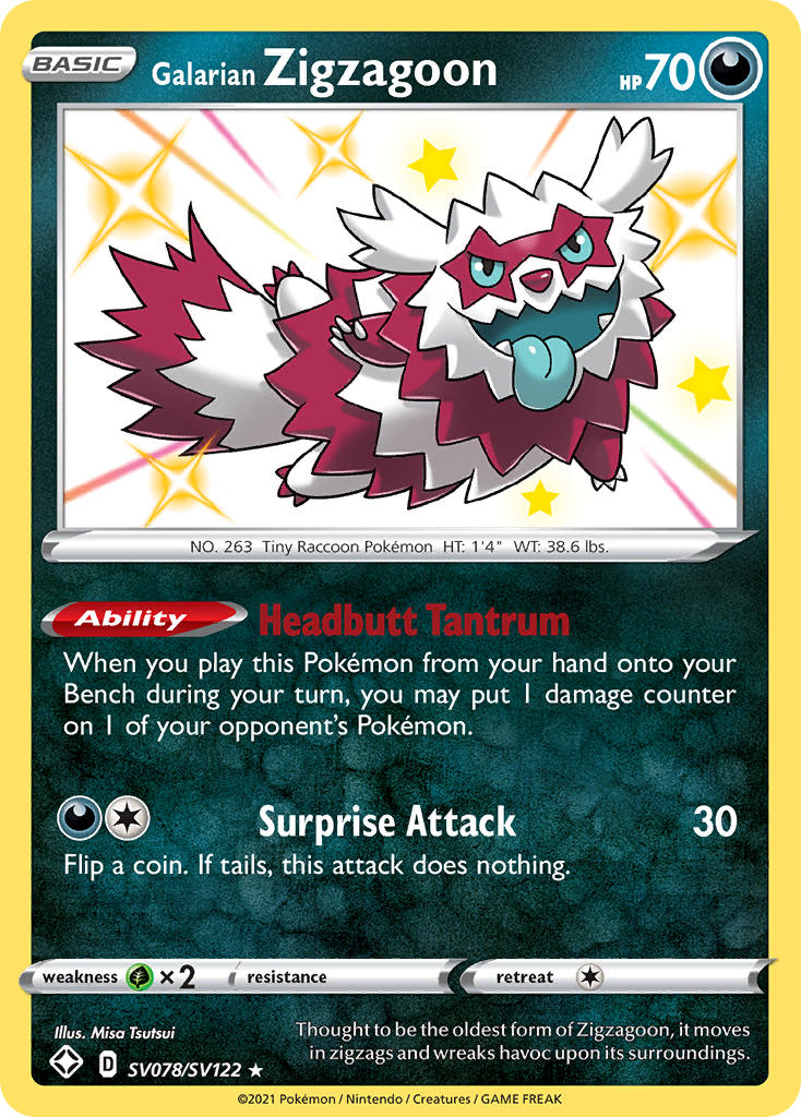 Galarian Zigzagoon (SV078/SV122) [Sword & Shield: Shining Fates] | Arkham Games and Comics