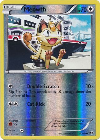 Meowth (80/99) (Mirror Reverse Holo) [Black & White: Next Destinies] | Arkham Games and Comics