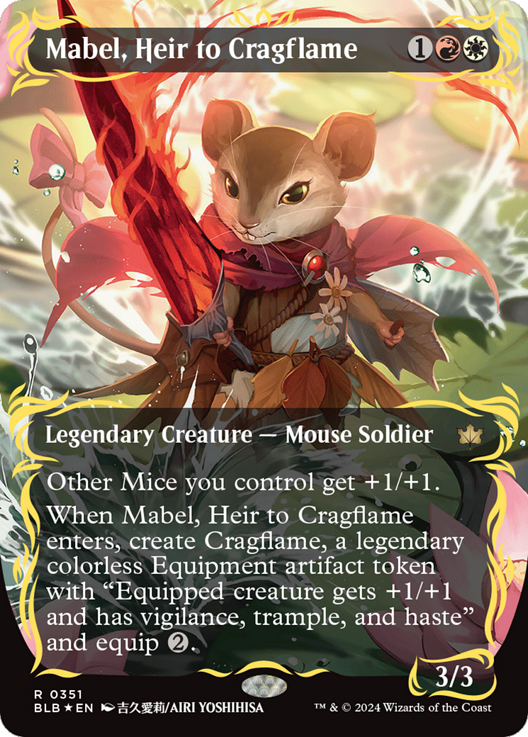 Mabel, Heir to Cragflame (Borderless) (Raised Foil) [Bloomburrow] | Arkham Games and Comics