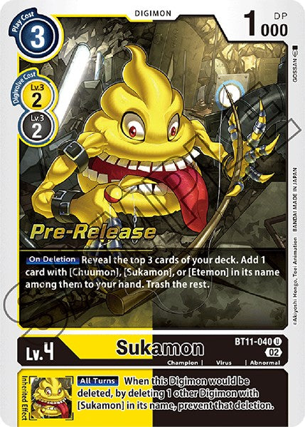 Sukamon [BT11-040] [Dimensional Phase Pre-Release Promos] | Arkham Games and Comics