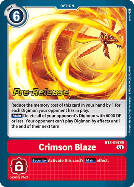 Crimson Blaze [BT8-097] [New Awakening Pre-Release Cards] | Arkham Games and Comics