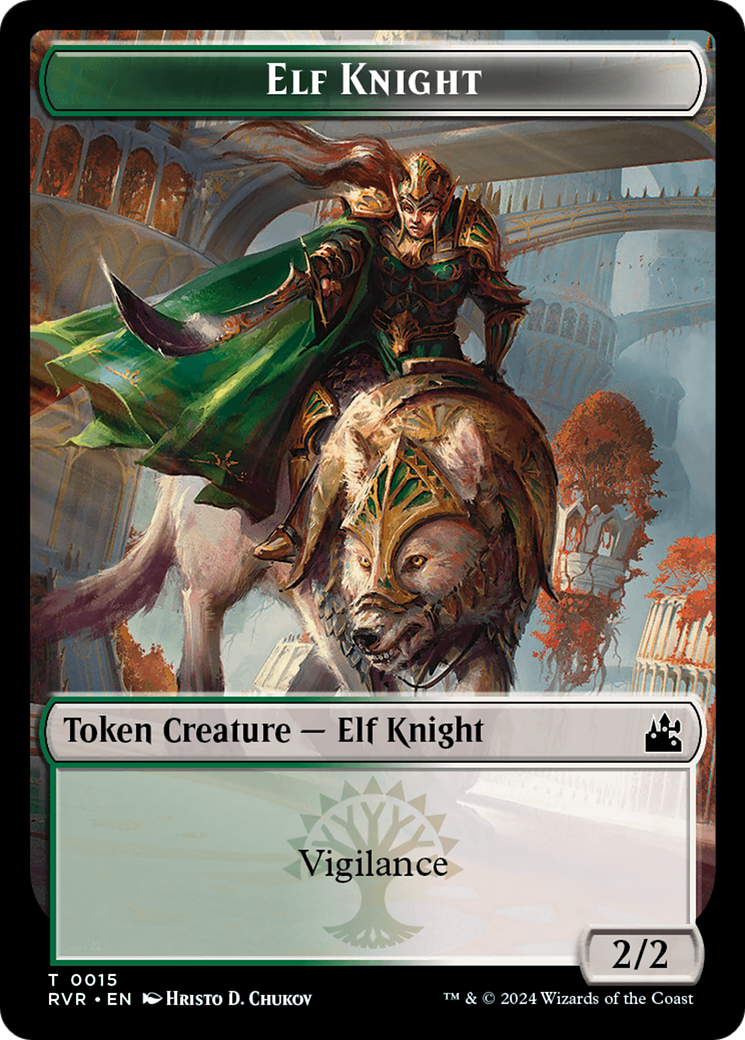 Elf Knight // Soldier Double-Sided Token [Ravnica Remastered Tokens] | Arkham Games and Comics