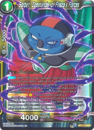 Sorbet, Commander of Frieza's Forces (BT12-104) [Vicious Rejuvenation Prerelease Promos] | Arkham Games and Comics