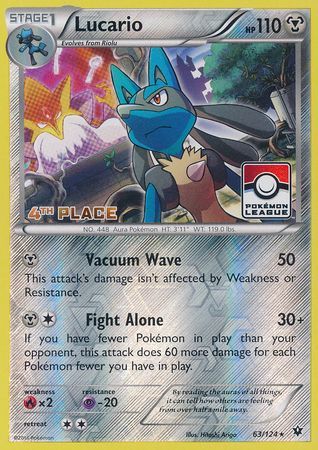 Lucario (63/124) (League Promo 4th Place) [XY: Fates Collide] | Arkham Games and Comics