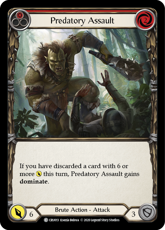 Predatory Assault (Red) [CRU013] (Crucible of War)  1st Edition Rainbow Foil | Arkham Games and Comics
