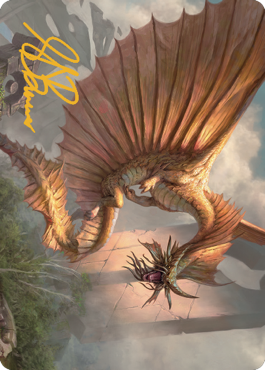 Ancient Gold Dragon Art Card (28) (Gold-Stamped Signature) [Commander Legends: Battle for Baldur's Gate Art Series] | Arkham Games and Comics