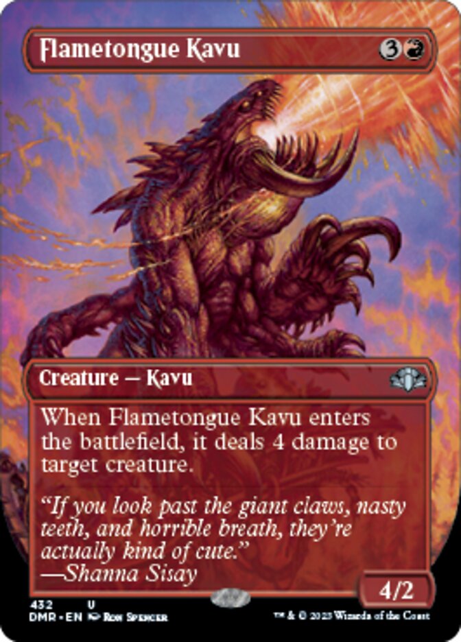 Flametongue Kavu (Borderless Alternate Art) [Dominaria Remastered] | Arkham Games and Comics