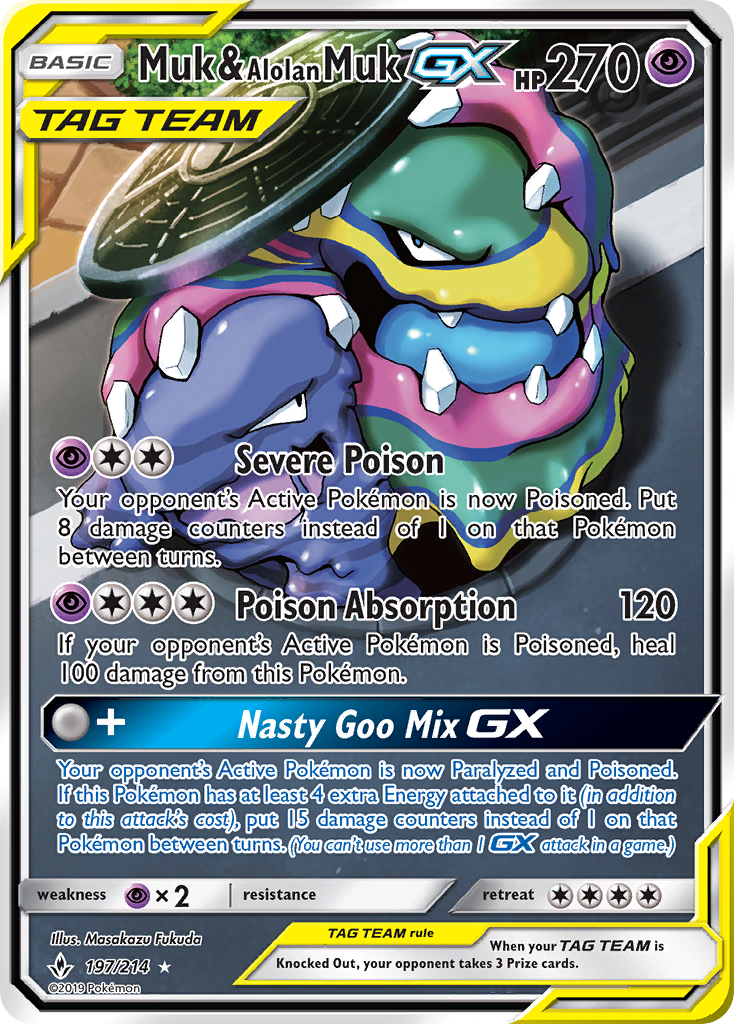 Muk & Alolan Muk GX (197/214) [Sun & Moon: Unbroken Bonds] | Arkham Games and Comics