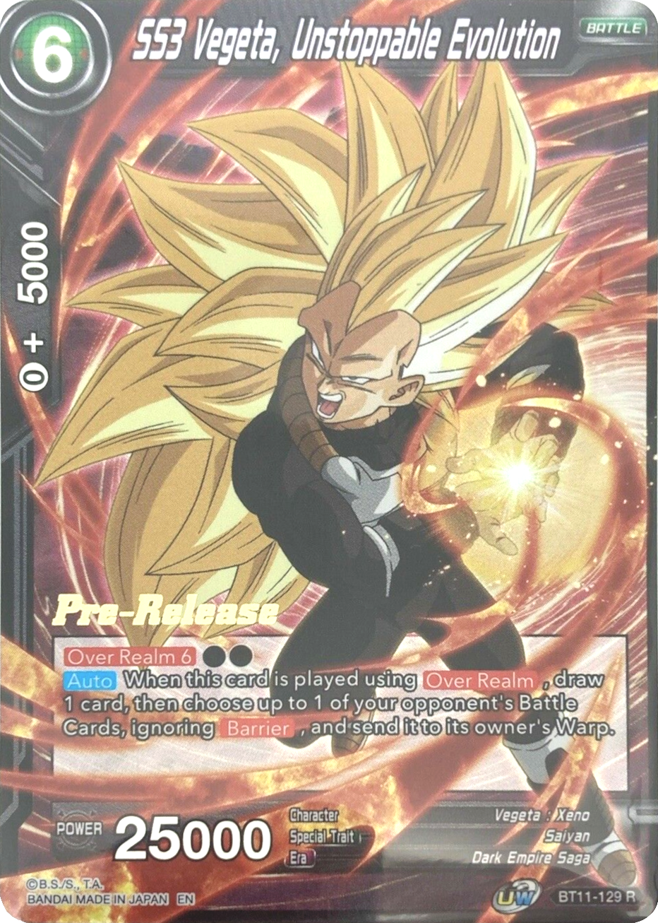 SS3 Vegeta, Unstoppable Evolution (BT11-129) [Vermilion Bloodline Prerelease Promos] | Arkham Games and Comics