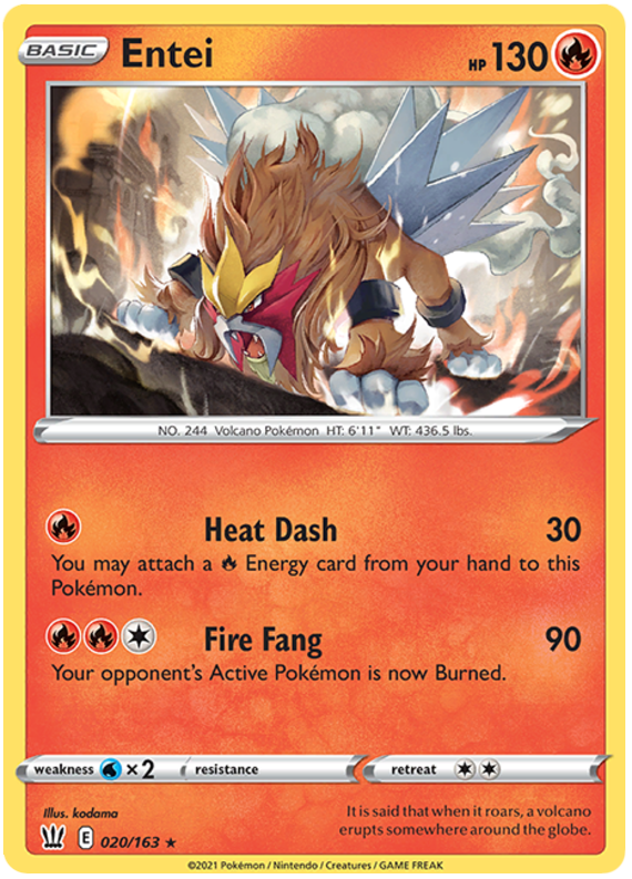 Entei (020/163) [Sword & Shield: Battle Styles] | Arkham Games and Comics