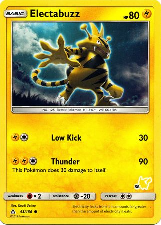 Electabuzz (43/156) (Pikachu Stamp #58) [Battle Academy 2020] | Arkham Games and Comics