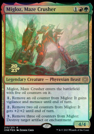 Migloz, Maze Crusher [Phyrexia: All Will Be One Prerelease Promos] | Arkham Games and Comics