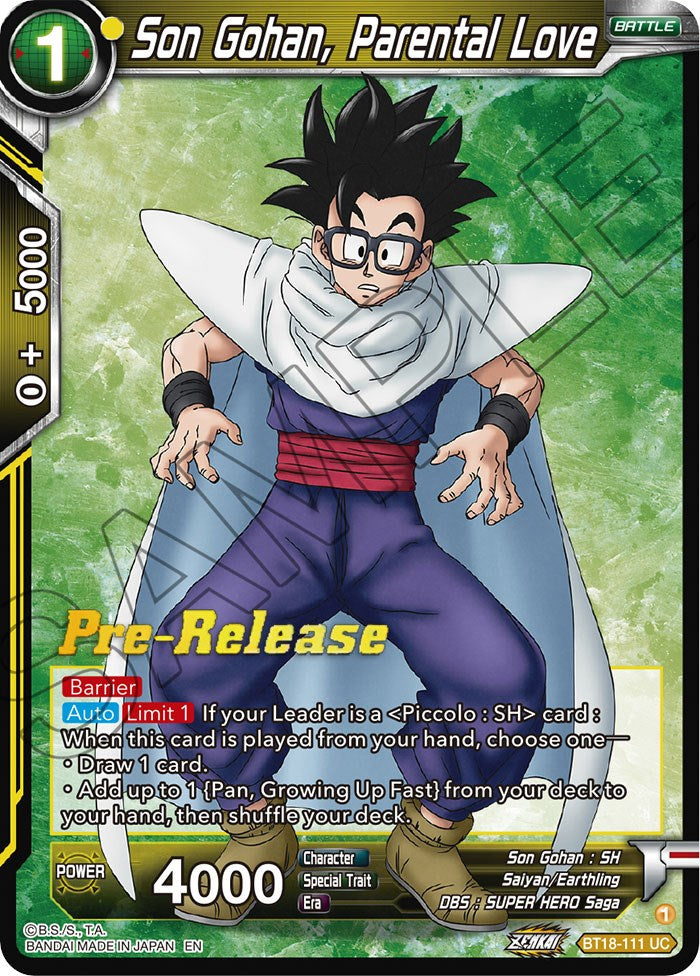 Son Gohan, Parental Love (BT18-111) [Dawn of the Z-Legends Prerelease Promos] | Arkham Games and Comics