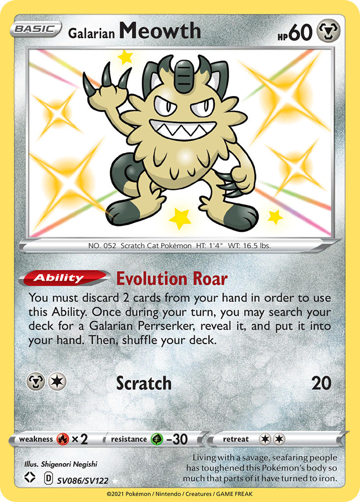 Galarian Meowth (SV086/SV122) [Sword & Shield: Shining Fates] | Arkham Games and Comics