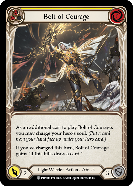 Bolt of Courage (Yellow) [MON043-RF] (Monarch)  1st Edition Rainbow Foil | Arkham Games and Comics