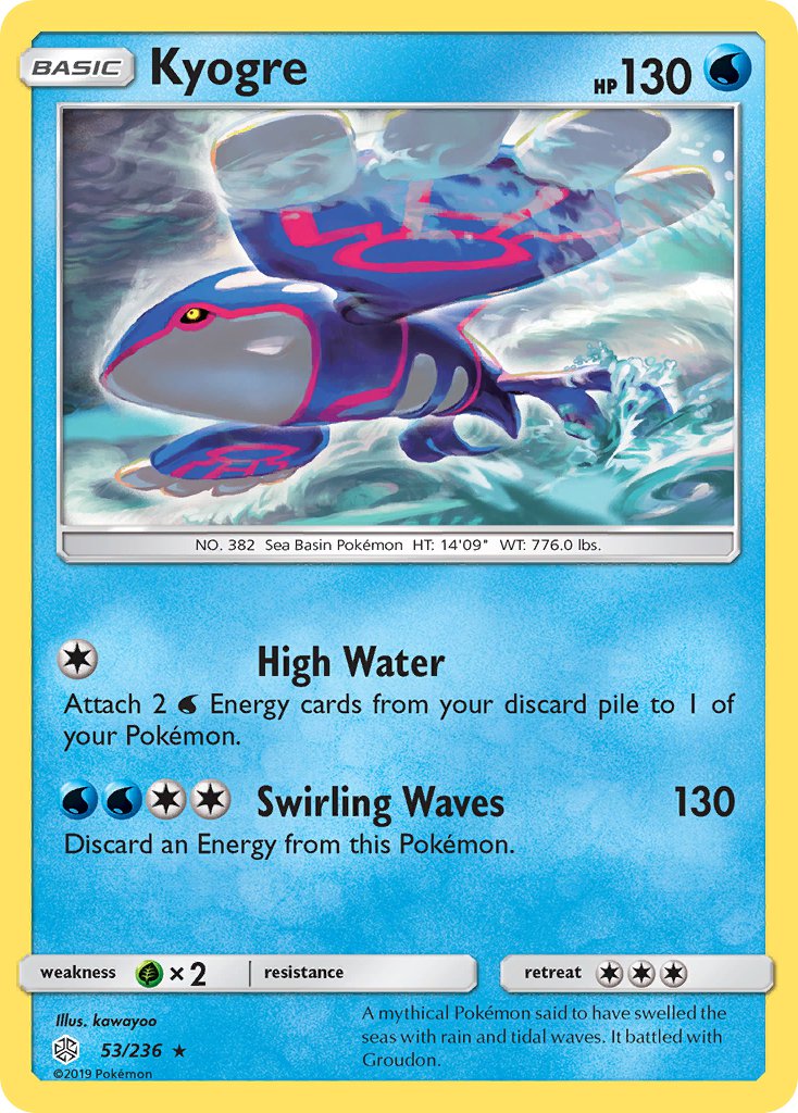 Kyogre (53/236) (Cracked Ice Holo) (Theme Deck Exclusive) [Sun & Moon: Cosmic Eclipse] | Arkham Games and Comics