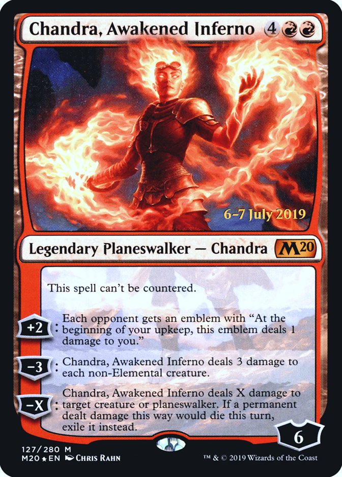 Chandra, Awakened Inferno  [Core Set 2020 Prerelease Promos] | Arkham Games and Comics