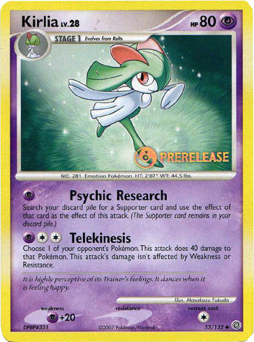 Kirlia (53/132) (Prerelease Promo) [Diamond & Pearl: Black Star Promos] | Arkham Games and Comics